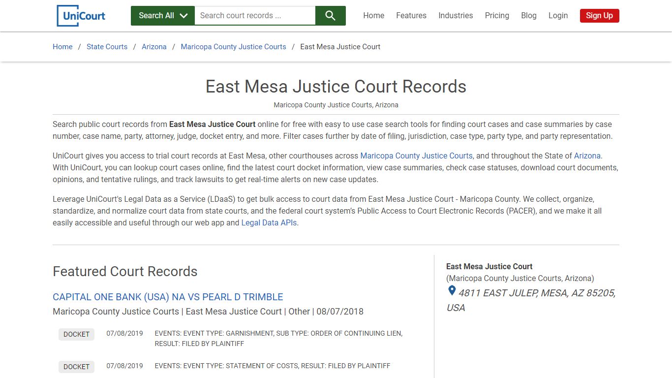 East Mesa Justice Court Records | Maricopa | UniCourt